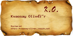 Kvassay Olivér névjegykártya